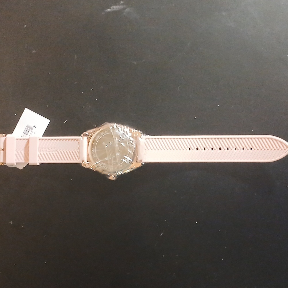 Michael Kors Pink and Gold Logo Dial Silicone Strap Watch - Picture 7 of 10